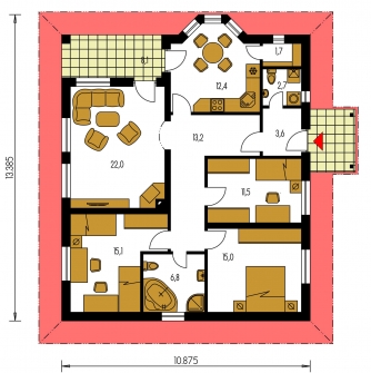 Mirror image | Floor plan of ground floor - BUNGALOW 91